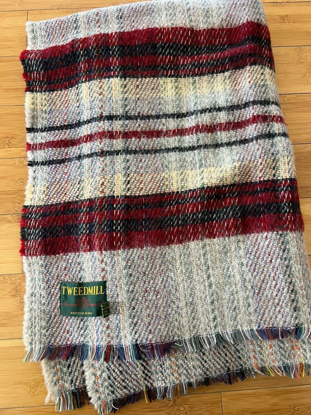 TWEEDMILL British Made All Wool Throw Sofa Rocking Chair Blanket 60 x 43” Plaid